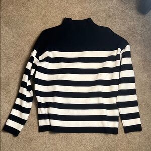 Elegant Black and White Striped Long Sleeve Top
